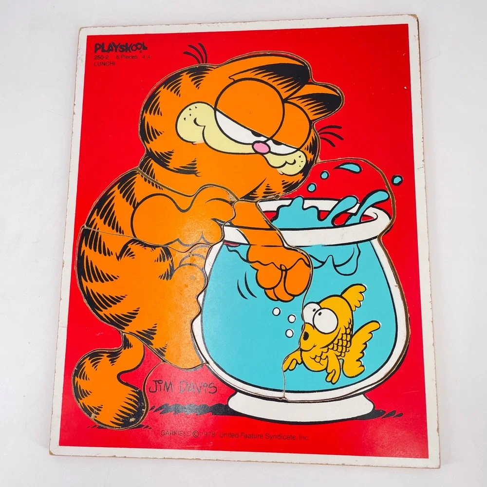 Vintage Playskool Wood Puzzle Lot Sesame Street Garfield Three Little Kittens